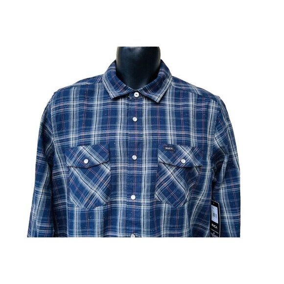 New RVCA Pearl Snap Flannel Plaid Long Sleeve Button Up Shirt Mens Sz Small NWT - Picture 13 of 16